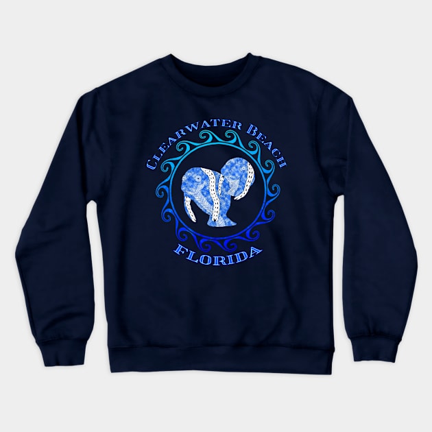 Clearwater Beach Florida Vacation Tribal Manatees Crewneck Sweatshirt by macdonaldcreativestudios